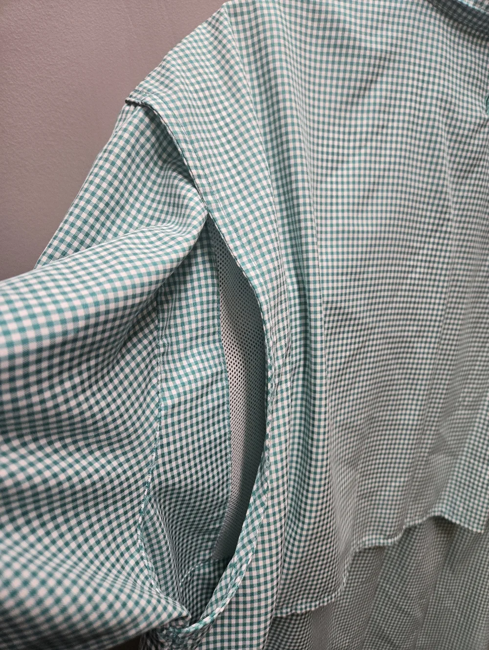 Magellan Fish Gear Mens Large Short Sleeve Button Down Shirt Green White
